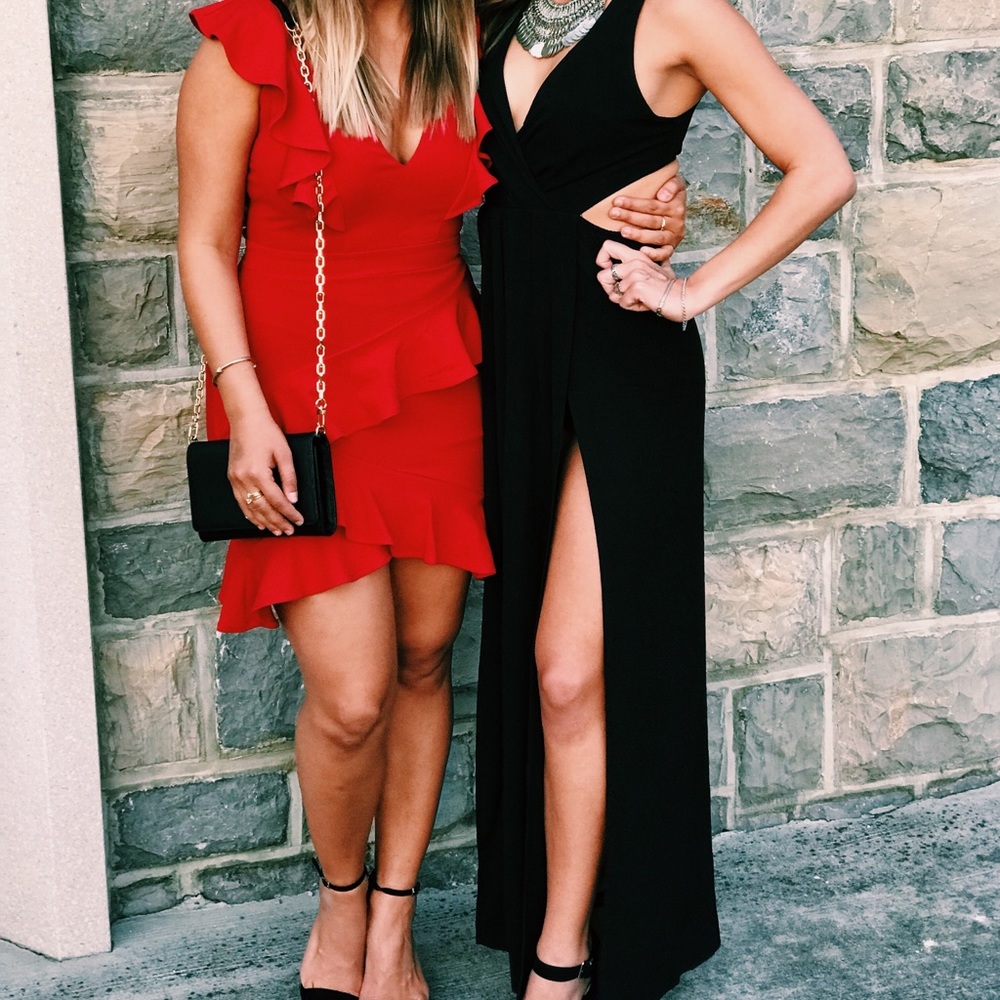 Black Hello Molly long slit dress